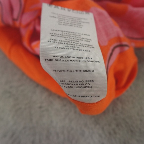 Revolve Faithfull the Brand Top Orange Pink‎ Floral Linen Idrissy - Picture 12 of 14
